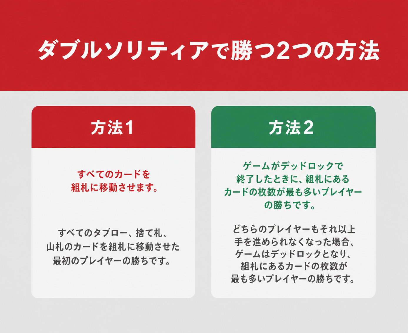 ダブルソリティアで勝つ2つの方法の説明